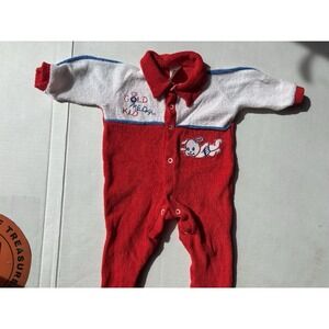 Trimfit Baby One piece Sleeper Gold Metal Kid Snap Button Vtg  70/80's Sz O-3m